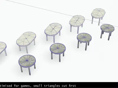 Garden Plastic Tables White - Long and Round Low-poly 3D model