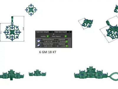 Pendant Earrings combo - 0054 3D print model