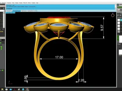 Luxury Oval Red Stone Ring with Diamond Halo 3491 3D print model