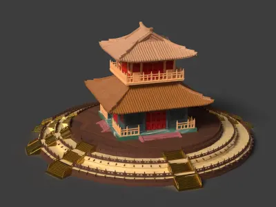 Chinese ancient house   Low-poly 3D model buy