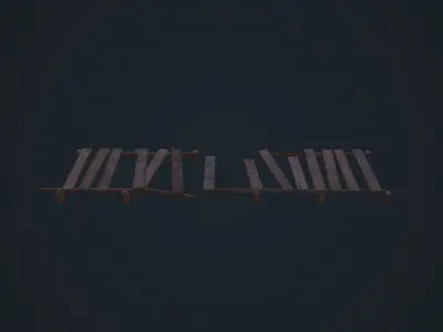 Broken Wooden Bridge Low-poly 3D model