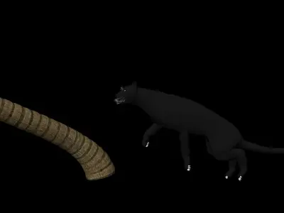 Black Panther Jumping on Plam Tree 3D model