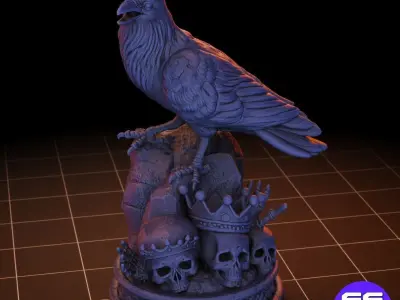 Raven with skull  3D print model
