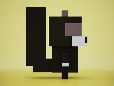 Voxel - Skunk Low-poly 3D model