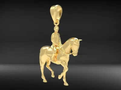 Jockey And Horse Pendant Necklace 3D print model