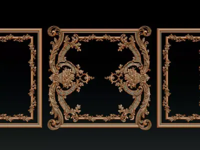 Ornamental Relief CNC Model for Wooden Doors and Wall Panels 2A 3D print model