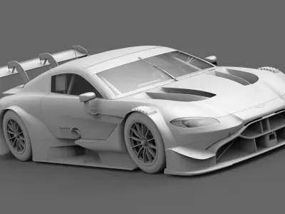 Aston Martin AMR Vantange DTM 2019 GT500 Exterior Interior Low-poly 3D model