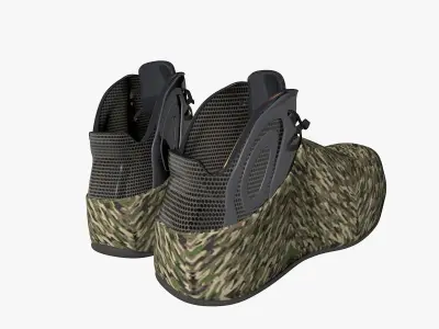 Sneakers pair of camouflage shoes 3D model