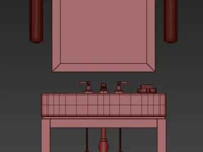 RH HUTTON SINGLE CONSOLE WASHSTAND 3D model