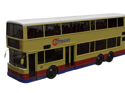 Hong kong Double Decker City Bus 3D model