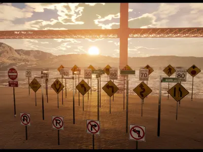 Street Sign Collection - FBX included Low-poly 3D model