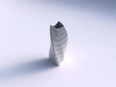 Vase twist curved tipping triangle 2 with hard horizontal dents 3D print model