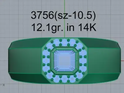 Emerald Halo Ring 3756 3D print model