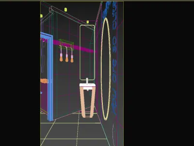 Bathroom with neon sign 3D model