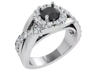 Round Halo Twisted Ring 3522 3D print model