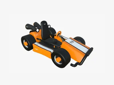 Cartoon Kart I07 Orange - Vehicle Racing Design Low-poly 3D model