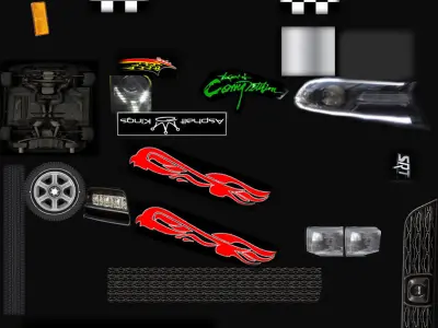 car low poly model dodge  Low-poly 3D model