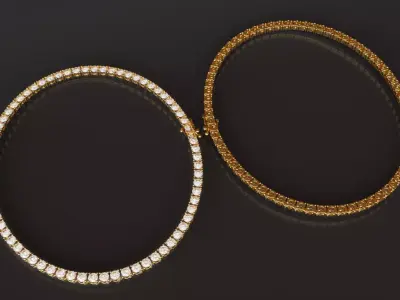 Elegant Tennis Necklace 3D Model  3D print model