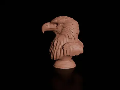 Majestic Stylized Eagle Bust  Premium 3D Printable Sculpture  3D print model