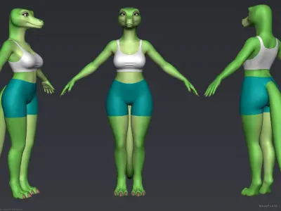 Furry Scalie Lizard Girl 3D model