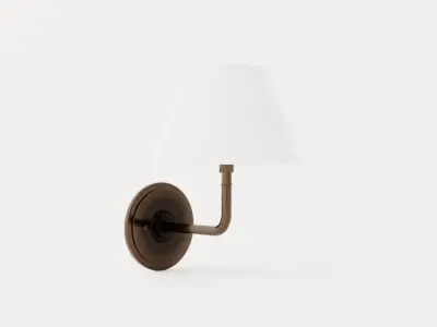 Signature No1 Wall Lamp - Rustic Bronze - White Lampshade Low-poly 3D model