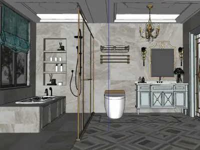 Luxurious Modern Bathroom 3D model