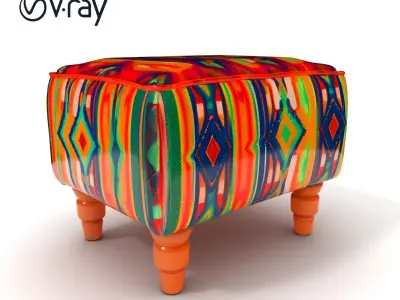 Colorful Ottoman Model Pack with PBR Textures Low-poly 3D model