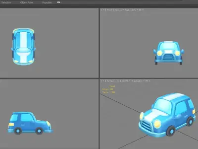 Cartoon car - blue Low-poly 3D model
