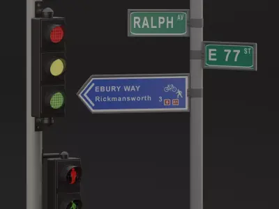 50 Street signs and equipment  3D model