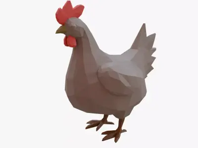 Hen low poly Low-poly 3D model