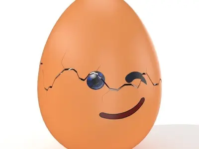 Egg Cracked Emoji N009 Low-poly 3D model