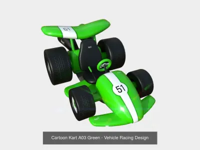 10 Cartoon Karts Green Collection - Vehicle Racing Design 3D Model Pack
