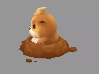 Cartoon groundhog Low-poly 3D model