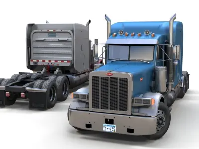 Peterbilt 379 semitruck Low-poly 3D model