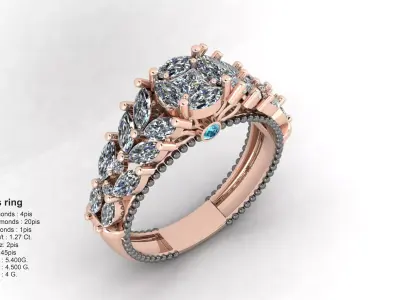 Luxury Marquis ring 3D print model