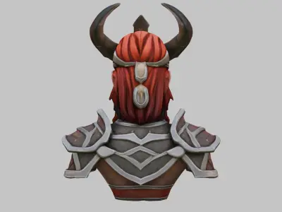 Female Warrior with Horned Helmet Low-poly 3D model