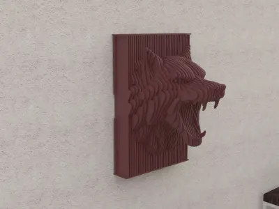 parametric wolf head 6mm 3D print model