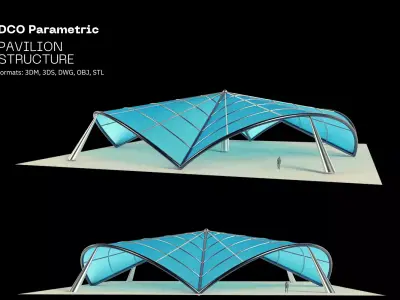 Architectural Tensile Structure 4 sides 3D model