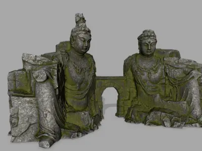 buddha rock gate Low-poly 3D model