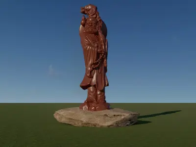 Buddhad wooden statue Low-poly 3D model