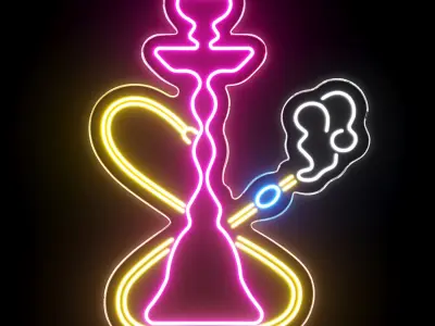 Hookah Neon Sign 3D model