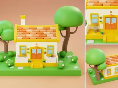 Cartoon Town Islands Exteriors 2 Low-poly 3D model