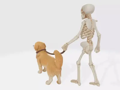 Skeleton Walking Dog Figurine Halloween Decor  3D print model