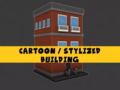 Cartoon Stylized Building Low-poly 3D model