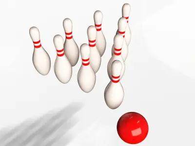 Bowling Ball and Pins Low-poly 3D model