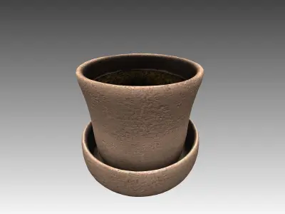 Flower Pot full with soil Free low-poly 3D model