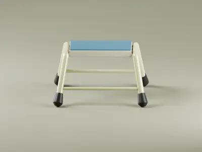 White Steel Step Ladders 3D Model Low-poly 3D model