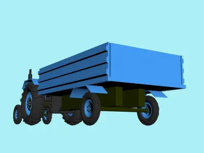 caroon tractor with trailer 3D model