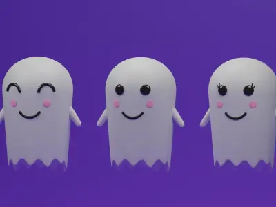Cartoon Cute Ghost Collection 3D model