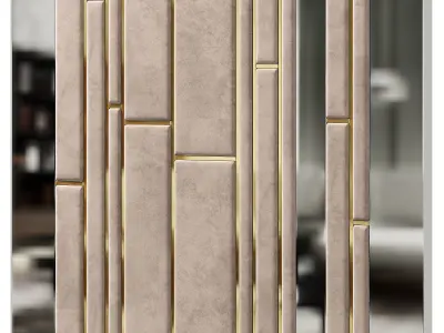 Panel mirror with gold stripes 3D model
